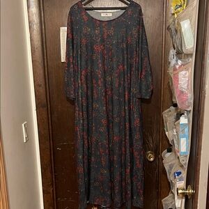 NATURAL LIFE Dark Floral Long Sleeve Dress